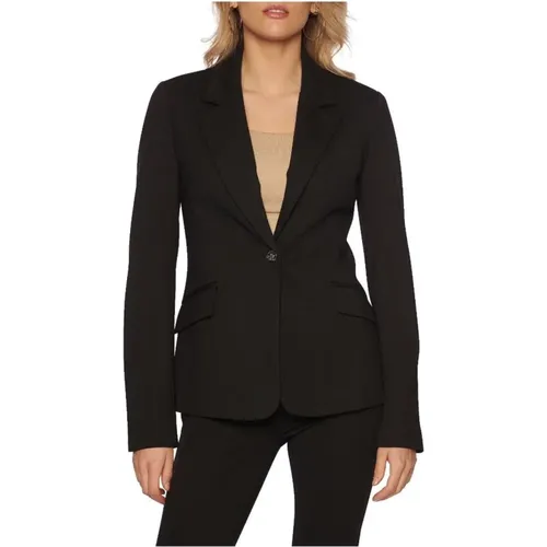 Logo Button Blazer - Schwarz Slim Fit , Damen, Größe: M - Guess - Modalova