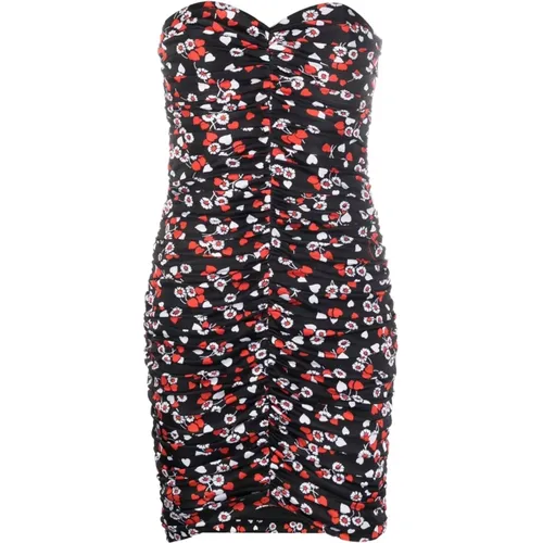 Floral-Print Strapless Minidress , female, Sizes: S, XS - Moschino - Modalova