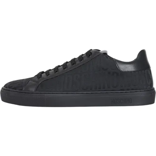 Schwarze Logo-Sneakers mit Schnürsenkeln , Herren, Größe: 41 EU - Moschino - Modalova