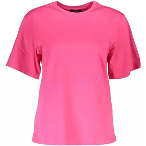 Rosa Logo Print Baumwoll T-Shirt , Damen, Größe: XS - Cavalli Class - Modalova