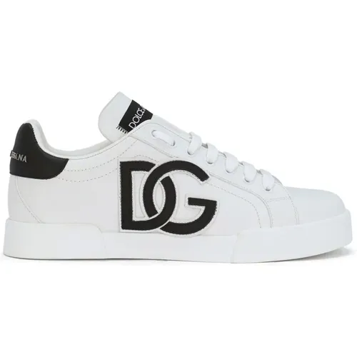 Leather Sneakers with Logo , female, Sizes: 3 UK, 3 1/2 UK, 4 UK, 6 UK, 4 1/2 UK, 5 1/2 UK - Dolce & Gabbana - Modalova