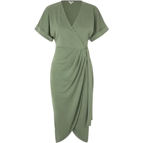 Grünes Wickel Midi Kleid Tablita , Damen, Größe: L - MbyM - Modalova