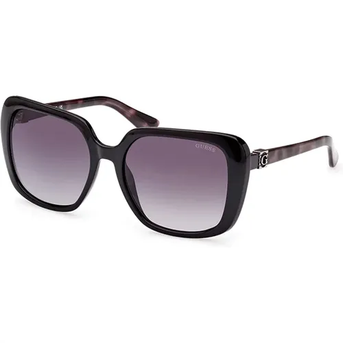 Stilvolle schwarze Sonnenbrille mit grauer Linse , Damen, Größe: 58 MM - Guess - Modalova