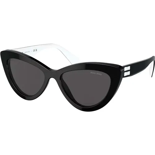 Schwarze Weiße/Graue Sonnenbrille , Damen, Größe: 54 MM - Miu Miu - Modalova