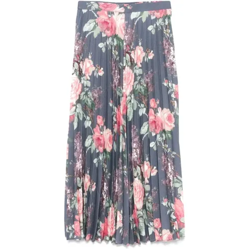 Blue Floral Print A-Line Skirt , female, Sizes: S - Junya Watanabe - Modalova