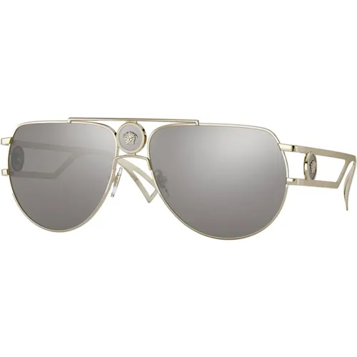 Enamel Medusa Sunglasses Pale Gold/Grey,ENAMEL Medusa Sunglasses Gold/Grey - Versace - Modalova
