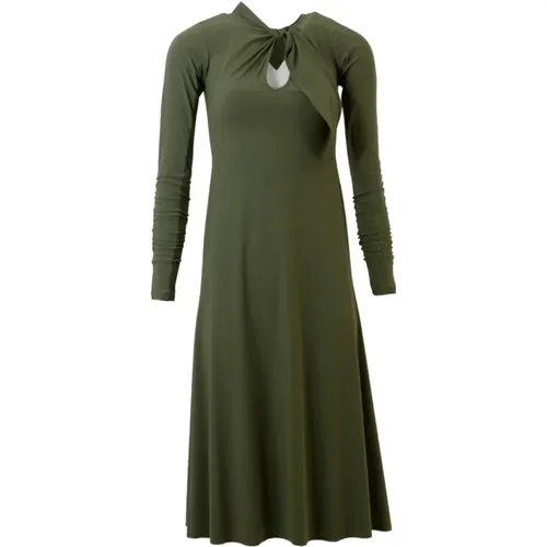 Grünes Ausgestelltes Kleid mit Rundhalsausschnitt , Damen, Größe: XS - High - Modalova