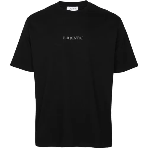 Schwarzes Baumwoll-T-Shirt mit Logo - Lanvin - Modalova