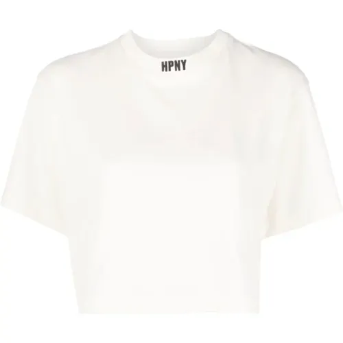 Weißes Logo Cropped T-Shirt , Damen, Größe: S - Heron Preston - Modalova