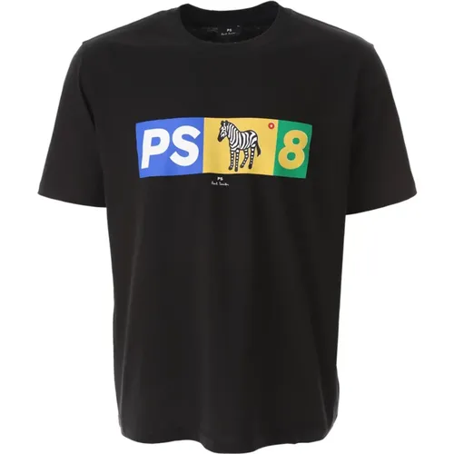 Schwarzes Grafikdruck T-Shirt , Herren, Größe: 2XL - PS By Paul Smith - Modalova