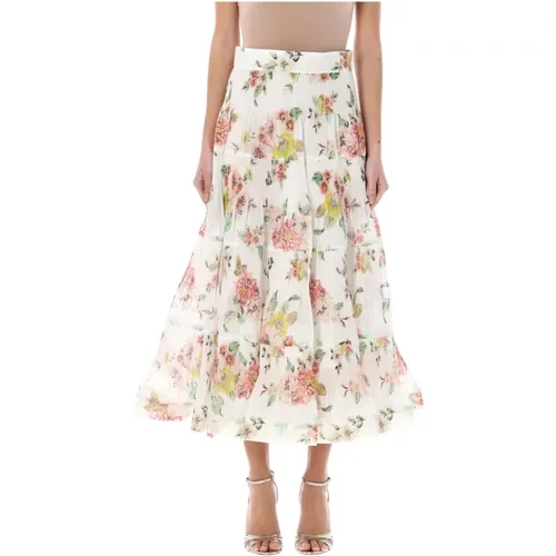 Floral Pleated Midi Skirt , female, Sizes: M - Zimmermann - Modalova