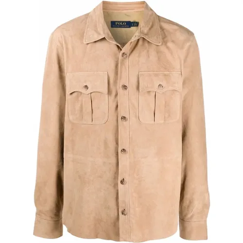 Suede safari jacket , male, Sizes: S - Polo Ralph Lauren - Modalova