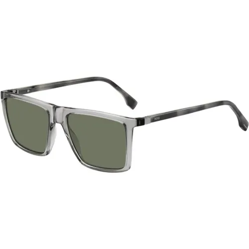 Stylish Grey Sunglasses with Green Lenses , unisex, Sizes: 56 MM - Hugo Boss - Modalova