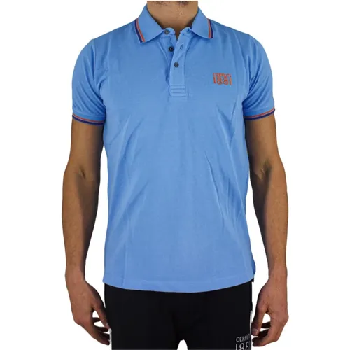 Blaues Polo Shirt - Piqué Strick , Herren, Größe: M - Cerruti 1881 - Modalova