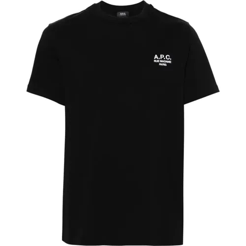 Besticktes Logo T-Shirt Schwarz/Weiß , Herren, Größe: XS - A.p.c. - Modalova