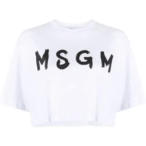 Kurzarm Logo T-Shirt , Damen, Größe: S - Msgm - Modalova