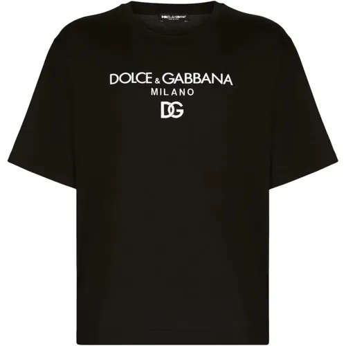 Schwarzes Baumwoll-T-Shirt mit Logo , Herren, Größe: S - Dolce & Gabbana - Modalova