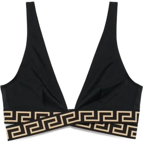 Schwarzes Greca-Detail Bikini-Top - Versace - Modalova