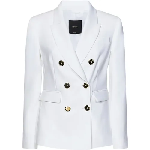 Weiße Doppelreihige Jacke mit Goldknöpfen , Damen, Größe: 2XS - pinko - Modalova