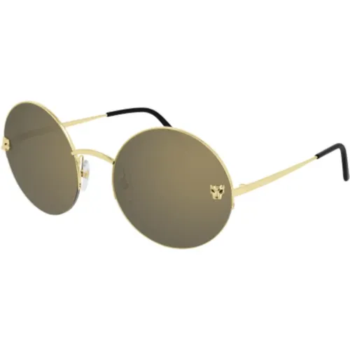 Gold Panther Round Lens Sungles , female, Sizes: 58 MM - Cartier - Modalova