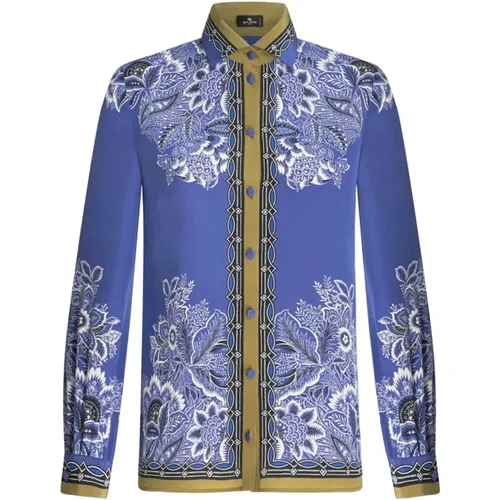 Blaues Khaki Blumenmuster Hemd,Shirts - ETRO - Modalova