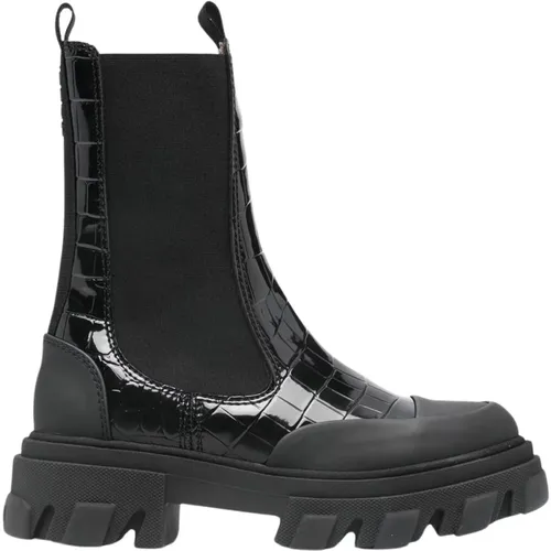 Chelsea Croc-Effect Stiefel , Damen, Größe: 38 EU - Ganni - Modalova