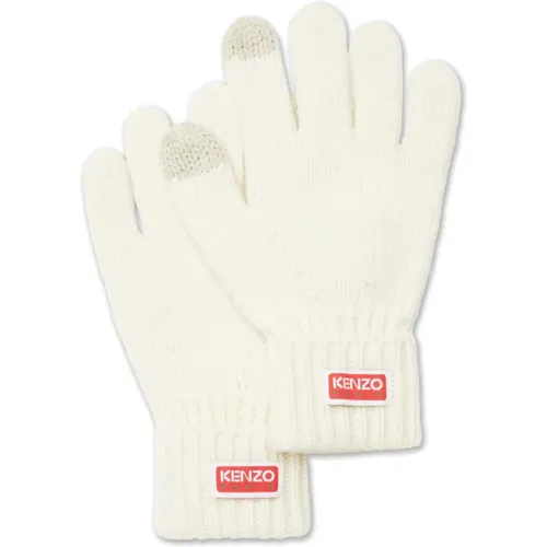 Weiße Wolle Logo Handschuhe , Damen, Größe: M - Kenzo - Modalova