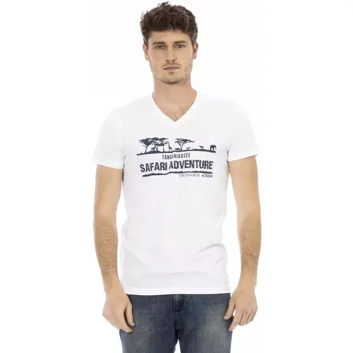 Artistic V-Neck Tee , male, Sizes: 2XL, XL, L - Trussardi - Modalova