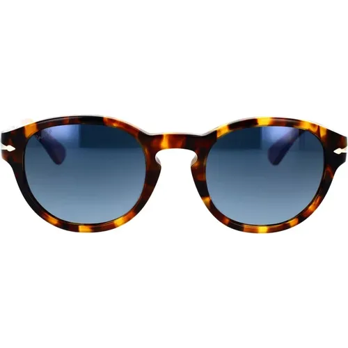 Vintage Runde Sonnenbrille mit polarisierten blauen Gläsern , unisex, Größe: 53 MM - Persol - Modalova