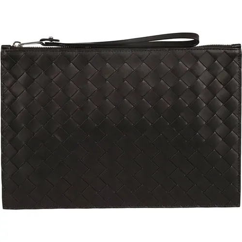 Leather Intrecciato Clutch Bag , male, Sizes: ONE SIZE - Bottega Veneta - Modalova
