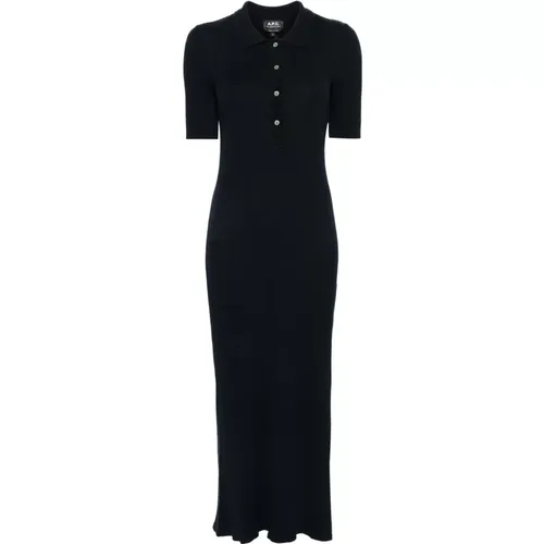 Blaues Geripptes Polokleid , Damen, Größe: XS - A.P.C. - Modalova