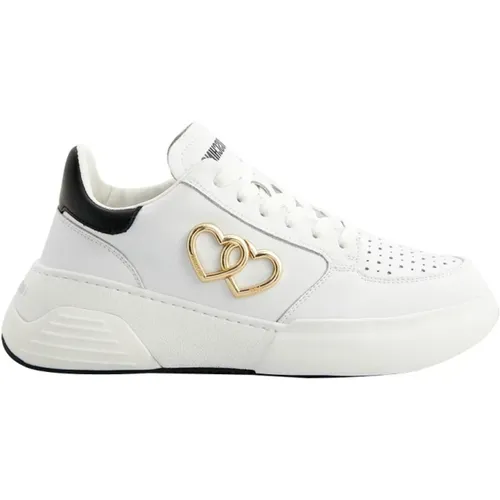 Weiße Sneakers mit Herzdetails , Damen, Größe: 36 EU - Love Moschino - Modalova