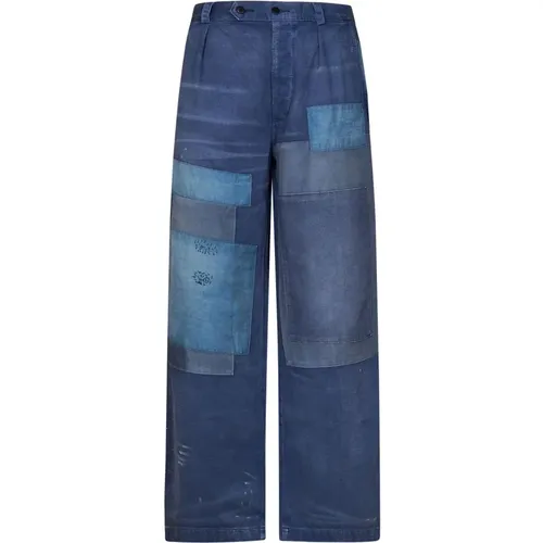 Blaue Patchwork Hose mit Abnutzungsdetails , Herren, Größe: W33 - Polo Ralph Lauren - Modalova