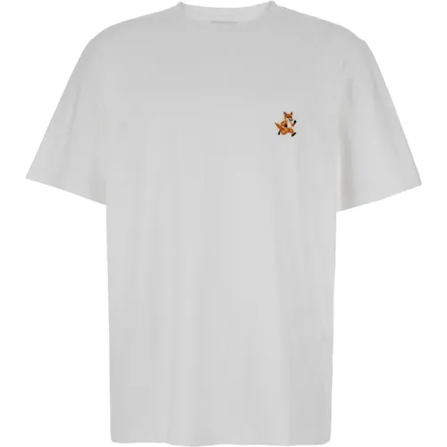Speedy Fox Patch Weißes T-Shirt,T-Shirts - Maison Kitsuné - Modalova