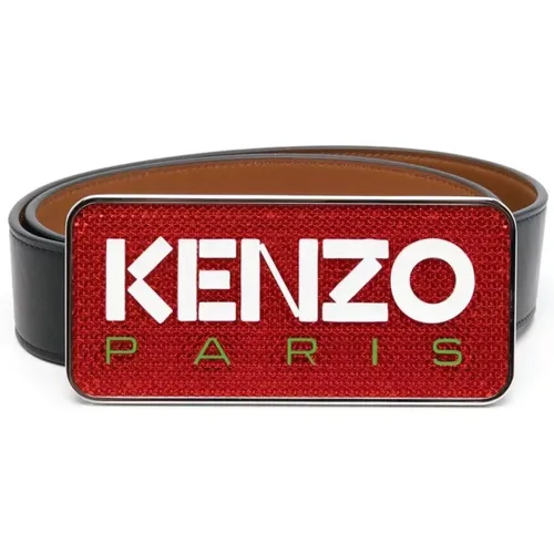 Logo Plaque Leather Belt , male, Sizes: 90 CM, 85 CM, 75 CM, 95 CM - Kenzo - Modalova