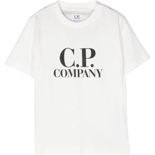 Weißes T-Shirt mit Grafikdruck - C.P. Company - Modalova