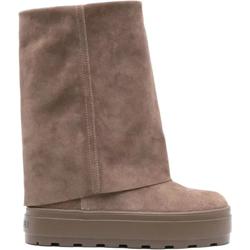 Taupe Suede Folded Edge Boots , female, Sizes: 3 UK, 6 UK, 8 UK, 4 UK, 7 UK, 5 UK - Casadei - Modalova