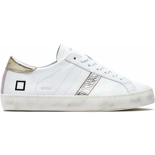 Sneakers with Leather Tongue and Silver Laminate Detail , female, Sizes: 3 UK - D.a.t.e. - Modalova