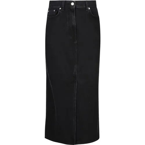 Washed Grey Denim Long Skirt , female, Sizes: M, XS - Loulou Studio - Modalova