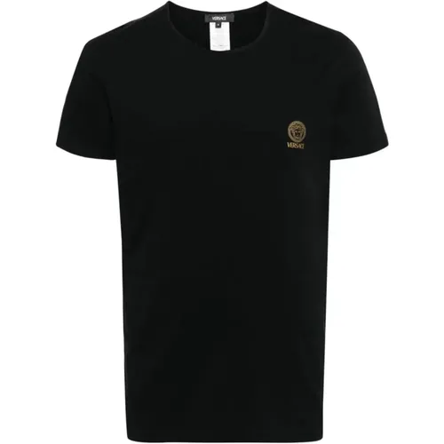 Schwarzes T-Shirt/Tank Top,Medusa Print Baumwoll Jersey T-Shirt Pack - Versace - Modalova