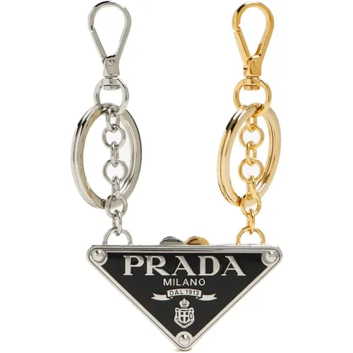 Logo Schlüsselanhänger Set mit Emaille Dreieck , unisex, Größe: ONE Size - Prada - Modalova