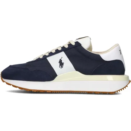 Blaue Wildleder Low Top Sneakers , Herren, Größe: 44 EU - Ralph Lauren - Modalova