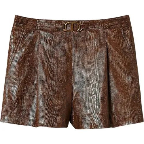 Eidechsenmuster Kunstleder Shorts - Twinset - Modalova