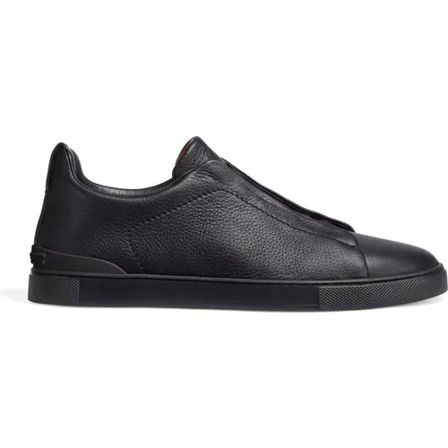 Leather Low Top Sneakers , male, Sizes: 8 UK, 11 UK, 8 1/2 UK, 7 1/2 UK, 9 UK, 10 1/2 UK, 10 UK, 5 1/2 UK, 12 UK, 7 UK, 11 1/2 UK, 5 UK, 6 UK, 6 1/2 U - Ermenegildo Zegna - Modalova