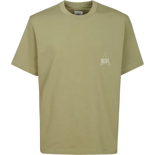 Halbarm Baumwoll T-Shirt mit Logo-Druck , Herren, Größe: M - ROA - Modalova