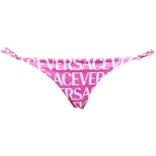 Logo Print Tie Side Bikini Hipster , Damen, Größe: L - Versace - Modalova