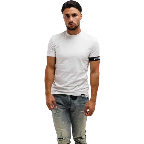 Herren Weißes Rundhals T-Shirt , Herren, Größe: L - Dsquared2 - Modalova