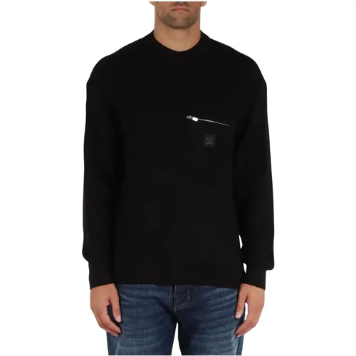 Gerippter Baumwoll- und Schurwollpullover , Herren, Größe: L - Armani Exchange - Modalova