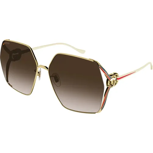 Gold/Brown Shaded Sunglasses,Gold/Red Shaded Sunglasses,Stylische Sonnenbrille für Frauen,Gold/Grey Shaded Sunglasses,Gold/Pink Shaded Sunglasses - Gucci - Modalova