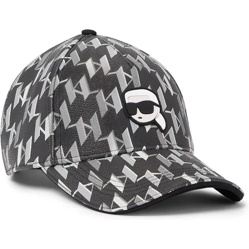 Ikonik Monogram Coated Canvas Cap , female, Sizes: ONE SIZE - Karl Lagerfeld - Modalova